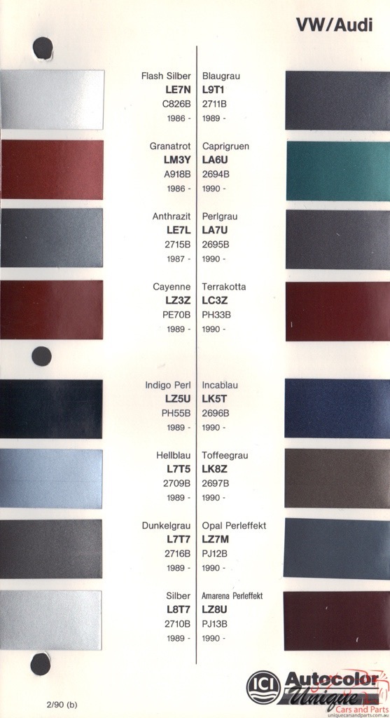 1986 - 1992 Volkswagen Paint Charts Autocolor 3